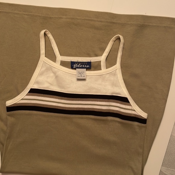 Express Bleus tank dress, size S. Green with stripes. Stretchy and bodycon - Picture 16 of 16